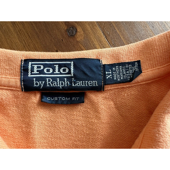 Ralph Lauren Polo Golf Shirt Custom Fit Mens XL Orange w/Blue Pony Short Sleeve - Picture 4 of 11